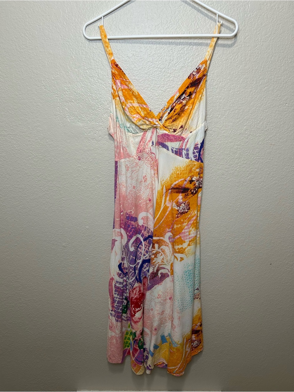 Vintage Jams World Rayon Tropical Art Print Maxi Dress Pockets Small